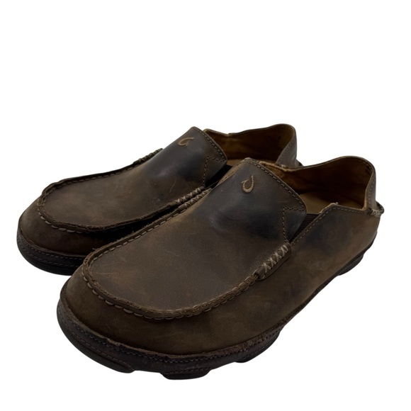 Olukai Moloa Mens 8.5 Slip On Shoes Loafers Leather...